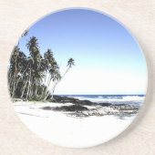 Exotische palmbomen en strand van Paradise Zandsteen Onderzetter (Voorkant)
