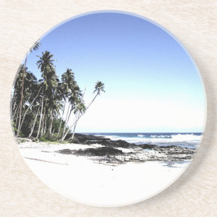Exotische palmbomen en strand van Paradise Zandsteen Onderzetter