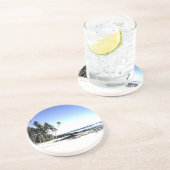 Exotische palmbomen en strand van Paradise Zandsteen Onderzetter (Zijkant)