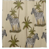 Exotische palmbomen en zebra's douchegordijn (Voorkant)