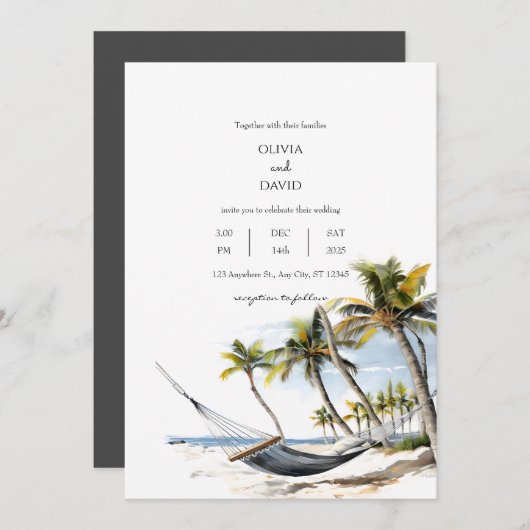 Exotische palmbomen hangmat ontspanning strand bru kaart (Voorkant / Achterkant)