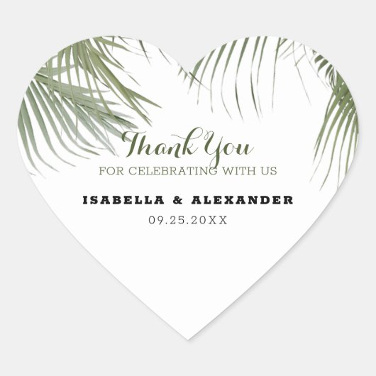 Exotische palmbomen hart sticker (Voorkant)