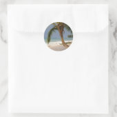exotische palmboom op het strand ronde sticker (Tas)