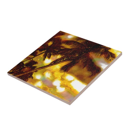 Exotische palmboom tegeltje (Zijkant)