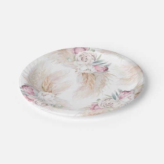 Exotische Pampas gras koning Protea bloemen elke p Papieren Bordje (Gekanteld)