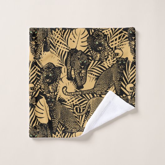 Exotische panter / luipaard zwart en goud bad handdoek (Wasdoekje)