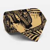 Exotische panter / luipaard zwart en goud stropdas (Opgerold)