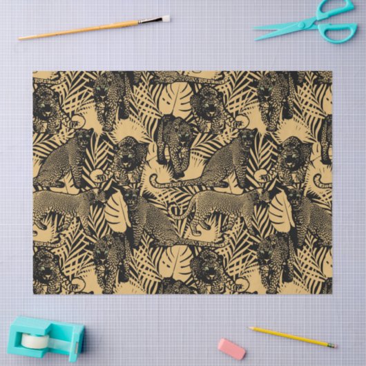 Exotische panter / luipaard zwart en goud tissuepapier (Craft)