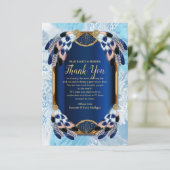 Exotische papegaai Blauwe Toon veren Dank u Kaart (Staand voorkant)