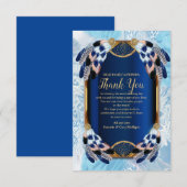 Exotische papegaai Blauwe Toon veren Dank u Kaart (Voorkant / Achterkant)