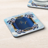 Exotische Papegaai Blauwe toon veren Onderzetter (Linkerzijde)