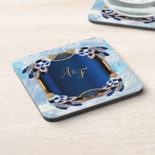 Exotische Papegaai Blauwe toon veren Onderzetter (Linkerzijde)