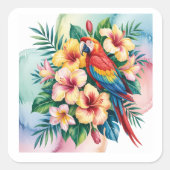 Exotische papegaai vierkante sticker (Voorkant)