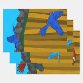 Exotische papegaaien in het bos inpakpapier vel