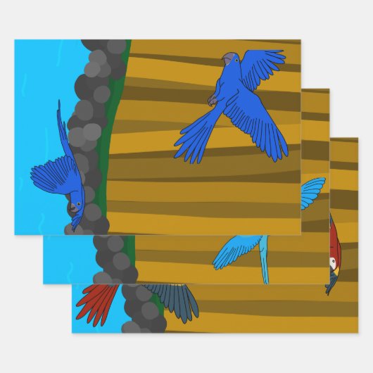 Exotische papegaaien in het bos inpakpapier vel (Set)
