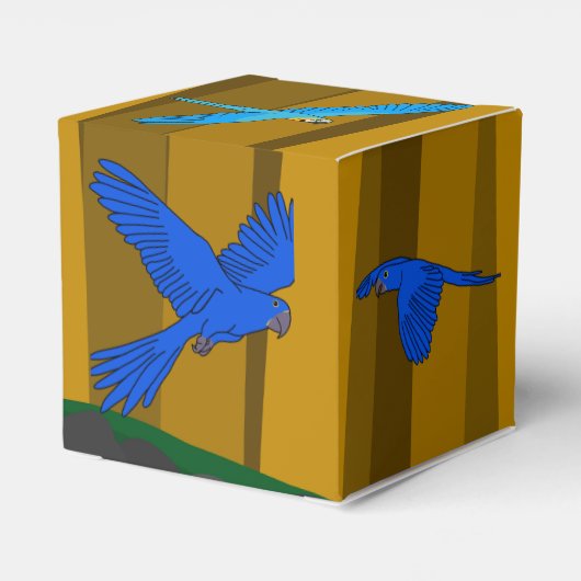 Exotische papegaaien in het bos verjaardag bedankdoosjes (Achterkant)