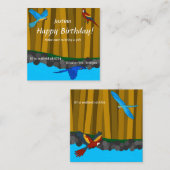 Exotische papegaaien in het bos verjaardagsfeestje informatiekaartje (Voorkant / Achterkant)