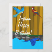 Exotische papegaaien in het bos verjaardagsfeestje kaart (Voorkant)