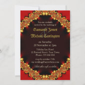 Exotische passie Red Gold Wedding Invitations Kaart (Achterkant)