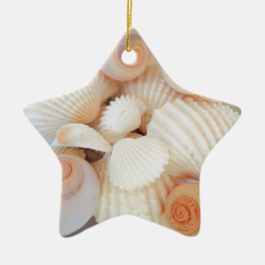Exotische peach sea Shells, Summer Beach Keramisch Ornament (Voorkant)