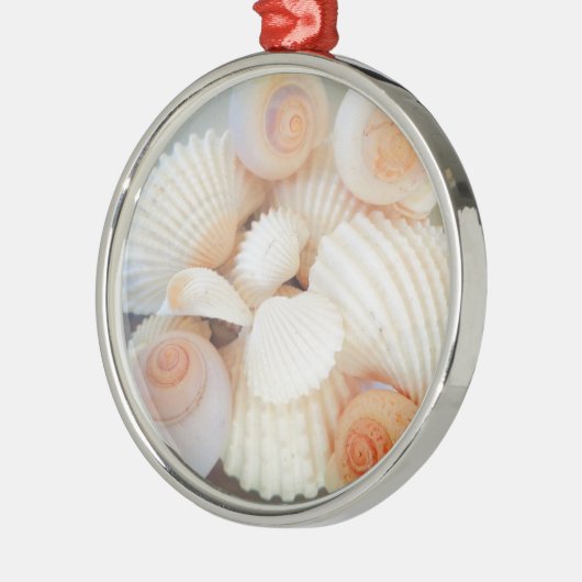 Exotische peach sea Shells, Summer Beach Metalen Ornament (Links)