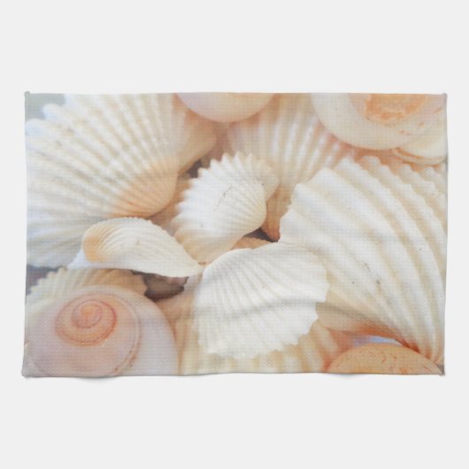 Exotische peach sea Shells, Summer Beach Theedoek (Horizontaal)