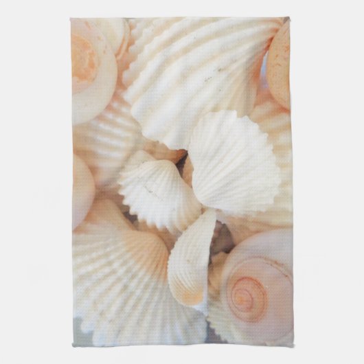 Exotische peach sea Shells, Summer Beach Theedoek (Verticaal)
