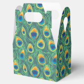 Exotische Peacock Feather Patroon Jewel Green Bedankdoosjes (Geopend)