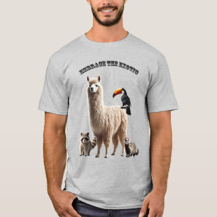Exotische Pet Lover Llama, Wasbeer, Fret, en Vogel T-shirt