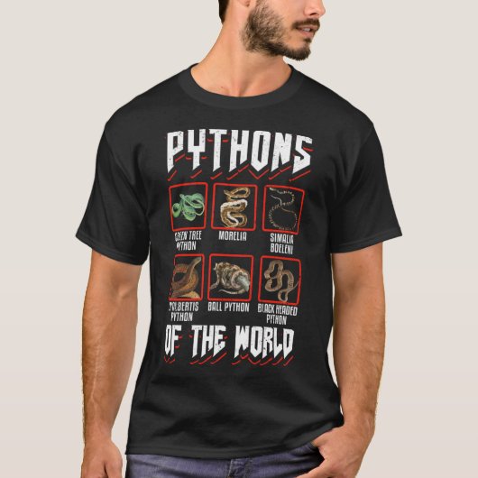 Exotische Pet Snake Reptielenbal Python Pythons va T-shirt (Voorkant)