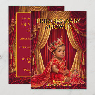 Exotische Prinses Baby Shower Rood Gouden Tiara Po Kaart