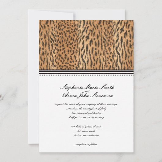Exotische Print Dierlijke Huid Bruiloft Uitnodigin Kaart (Voorkant)