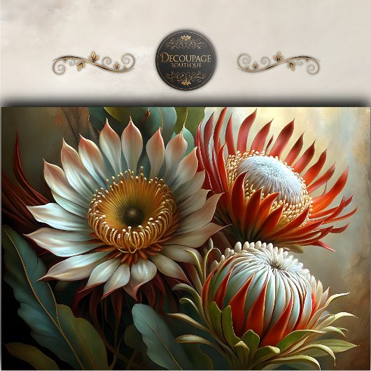 Exotische Protea Tuin Decoupage Tissuepapier