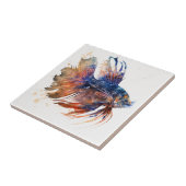 Exotische pterois vis, Waterverf, keramische Tegel Tegeltje (Zijkant)