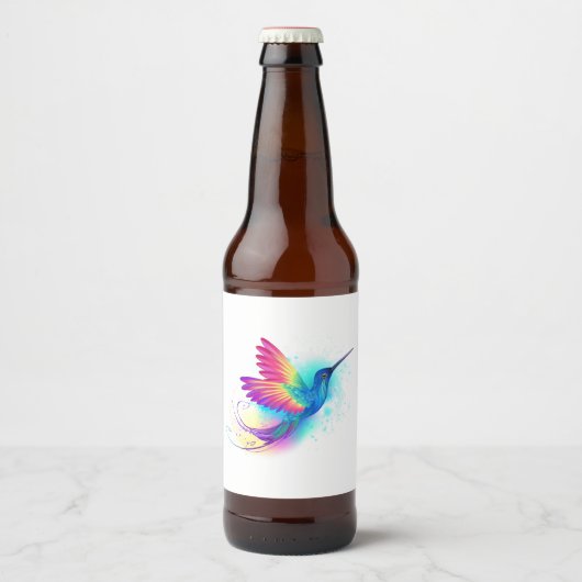 Exotische Regenboog Kolibrie Bier Etiket (Voorkant)