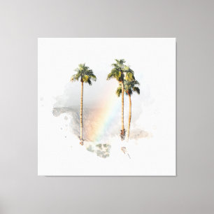 *~* EXOTISCHE REGENBOOG PALMBOOM TROPISCHE AR11 CANVAS AFDRUK