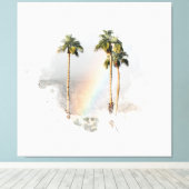 *~* EXOTISCHE REGENBOOG PALMBOOM TROPISCHE AR11 CANVAS AFDRUK (Insitu (Houten vloer))