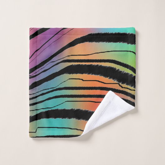 Exotische Regenboog Zebra Dierenprint Poly Katoen  Bad Handdoek (Wasdoekje)