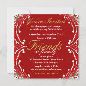 Exotische rode batik Damask verjaardagsfeestuitnod Kaart (Achterkant)