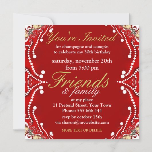 Exotische rode batik Damask verjaardagsfeestuitnod Kaart (Achterkant)