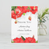 Exotische Rode Hibiscus Bloem Kunst Bedankt (Staand voorkant)