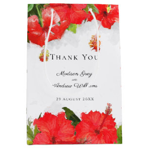 Exotische Rode Hibiscus Bloem Kunst Bedankt Medium Cadeauzakje