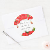 Exotische Rode Hibiscus Bloem Kunst Bedankt Ronde Sticker (Envelop)