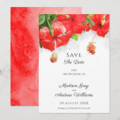 Exotische rode hibiscus bloem kunst bruiloft save the date (Voorkant / Achterkant)