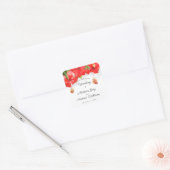 Exotische Rode Hibiscus Bloem Kunst Bruiloft Vierkante Sticker (Envelop)