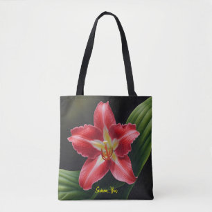 Exotische Rode Lelie Bloem-Luxueuze Bloem Illustra Tote Bag