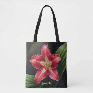 Exotische Rode Lelie Bloem-Luxueuze Bloem Illustra Tote Bag