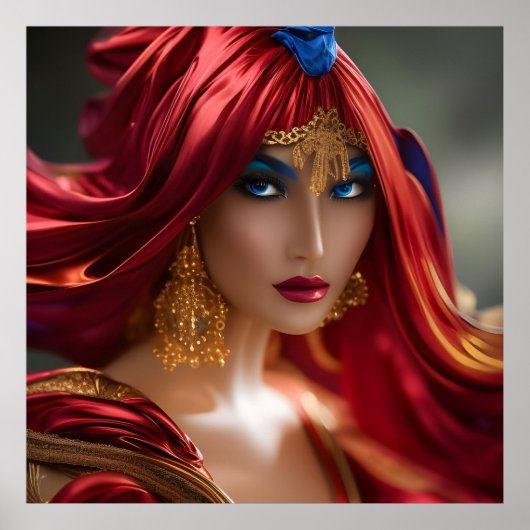 Exotische roodbruine roodbruine roodblauw Abstract Poster (Voorkant)