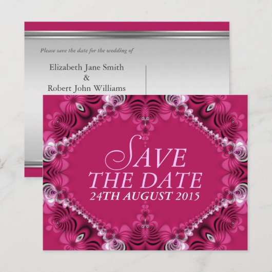 Exotische roze alfabetisering sparen het Briefkaar Aankondigingskaart (Voorkant / Achterkant)