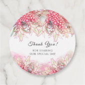 Exotische roze anananas Blush Weddenschap Bedankt Bedankjes Labels (Achterkant)